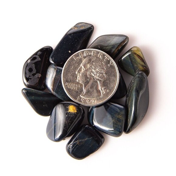 25g Tumbled Blue Tigers Eye Gemstone Crystals 5-15 Stones Gems Rocks Specimens - Picture 2 of 4